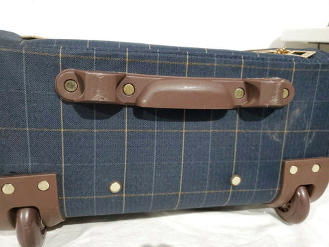 $280 LONDON FOG BRENTWOOD 15" CARRY ON UNDER SEAT BAG PLAIDS BROWN