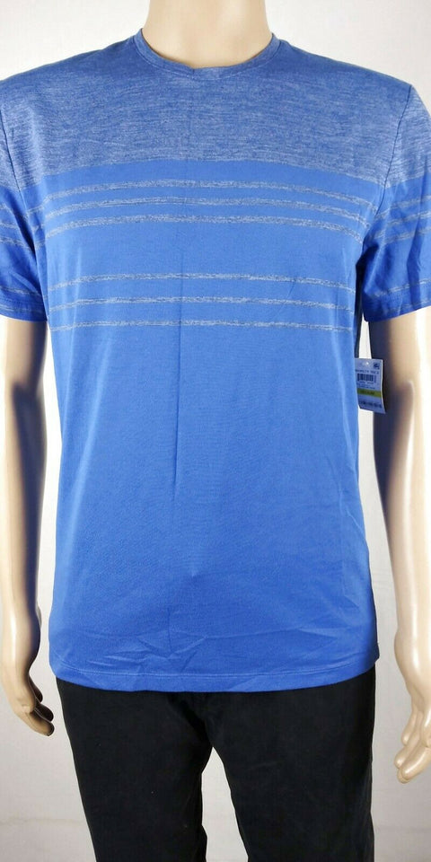 Alfani Mens Crew-Neck ENGINEERED Blue Short-Sleeve STRIPE Tee Pullover T-Shirt M