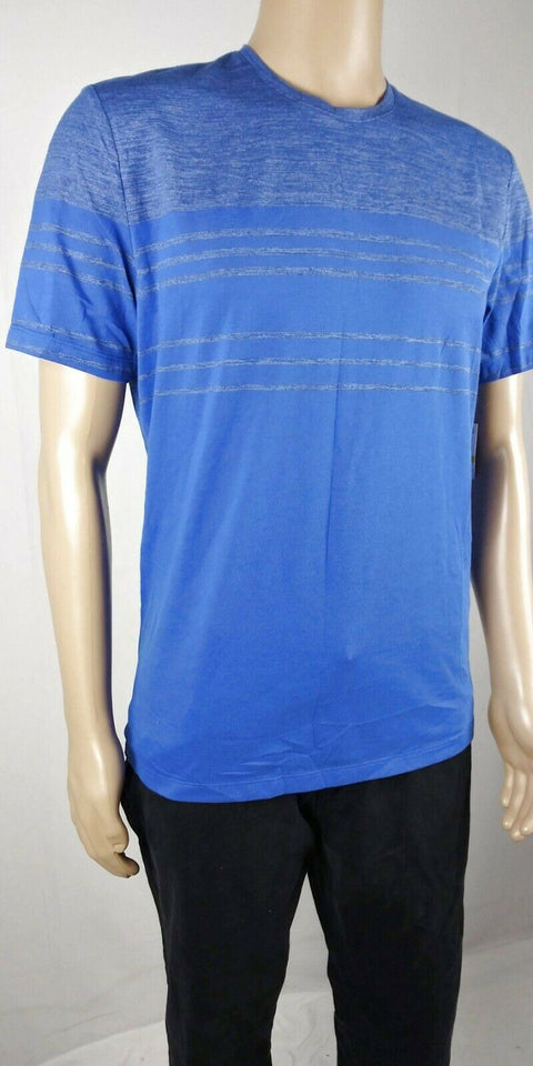 Alfani Mens Crew-Neck ENGINEERED Blue Short-Sleeve STRIPE Tee Pullover T-Shirt M