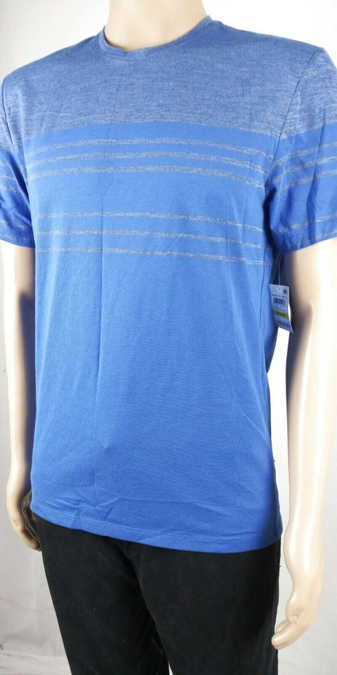 Alfani Mens Crew-Neck ENGINEERED Blue Short-Sleeve STRIPE Tee Pullover T-Shirt M