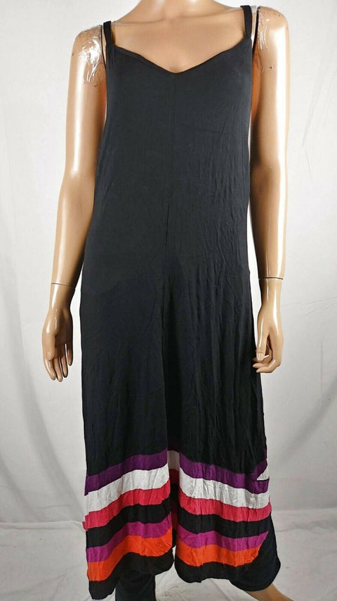 $109 INC Concepts Womens V-Neck Sleeveless Maxi Dress Black Multi Stripe Plus 3X - evorr.com