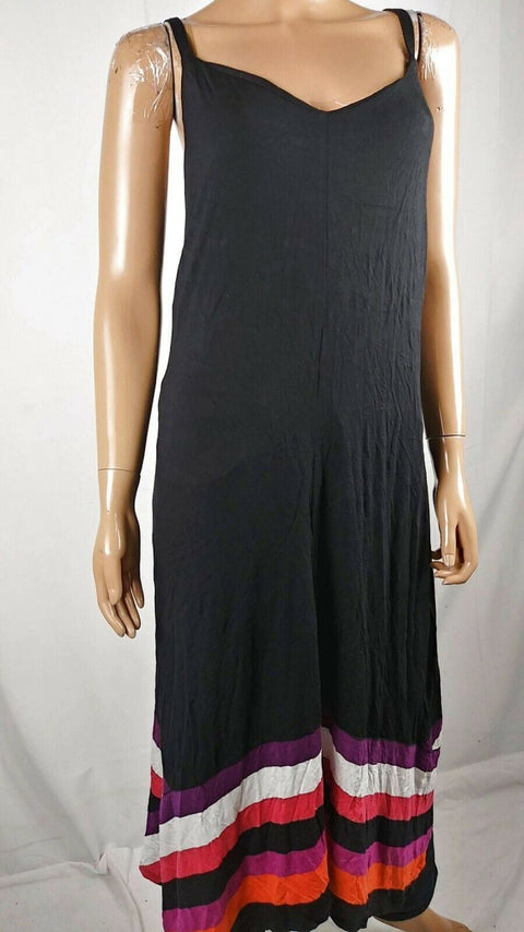 $109 INC Concepts Womens V-Neck Sleeveless Maxi Dress Black Multi Stripe Plus 3X - evorr.com