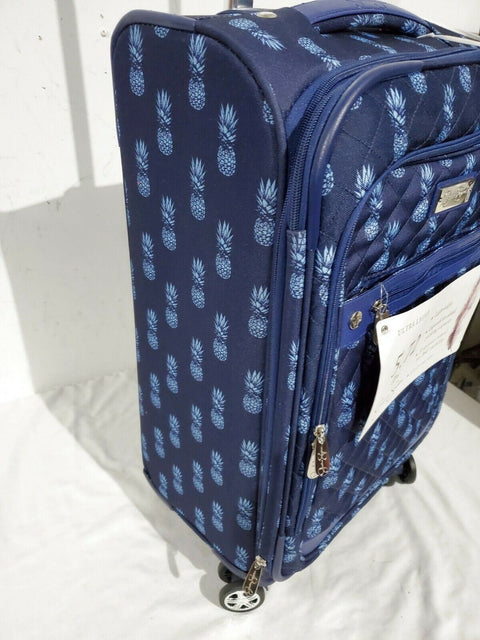 $380 New Jessica Simpson 21" Quilted Pineapple Soft Spinner Suitcase Carry On