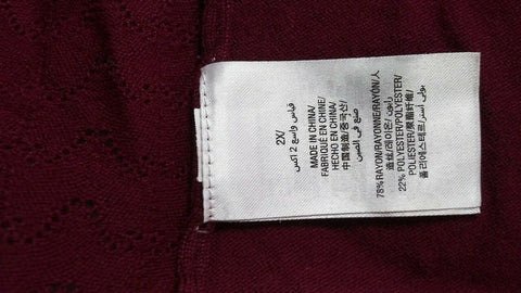 Karen Scott Women Long Sleeve Red Front Open Pointelle Cardigan Sweater Plus 2X