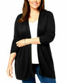 New Charter Club Women's Black Pointelle Knit Cardigan Sweater Plus Size 0X - evorr.com