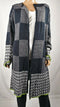 New NY COLLECTION Women Duster Cardigan Sweater Long Sleeve Black Check Plus 2X