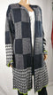 New NY COLLECTION Women Duster Cardigan Sweater Long Sleeve Black Check Plus 2X