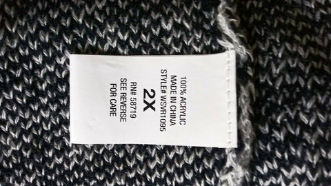 New NY COLLECTION Women Duster Cardigan Sweater Long Sleeve Black Check Plus 2X