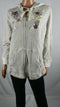 Style & CO. Women Beige Hoodie Long Sleeve Jacket Front Zipper Embroided Plus 0X - evorr.com