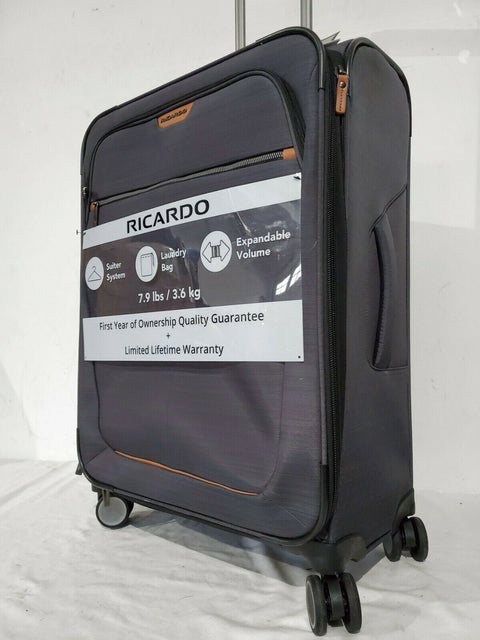 $320 New Ricardo Cabrillo 2.0 25" Soft Spinner Check-IN Suitcase Luggage Gray