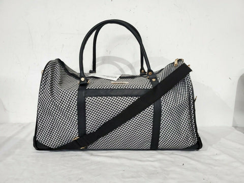 NWT Isaac Mizrahi Nova 22" Weekend Duffel Black-White Houndstooth Travel Duffle