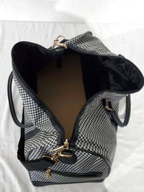 NWT Isaac Mizrahi Nova 22" Weekend Duffel Black-White Houndstooth Travel Duffle