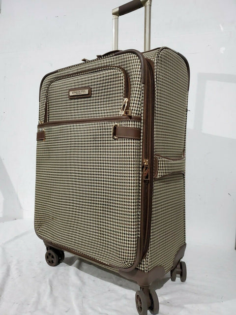 $320 London Fog Oxford II 25" Spinner Expandable Softcase Suitcase Luggage Brown
