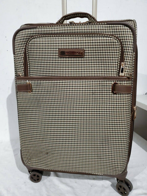 $320 London Fog Oxford II 25" Spinner Expandable Softcase Suitcase Luggage Brown