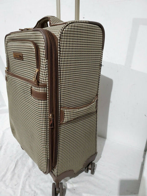 $320 London Fog Oxford II 25" Spinner Expandable Softcase Suitcase Luggage Brown