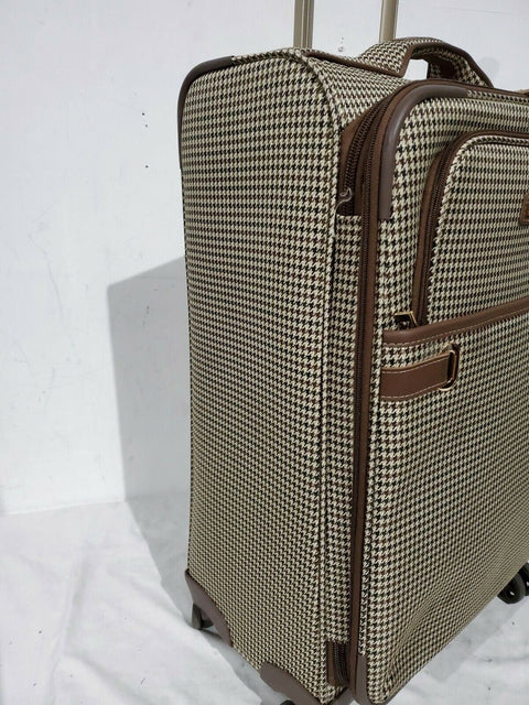 $320 London Fog Oxford II 25" Spinner Expandable Softcase Suitcase Luggage Brown