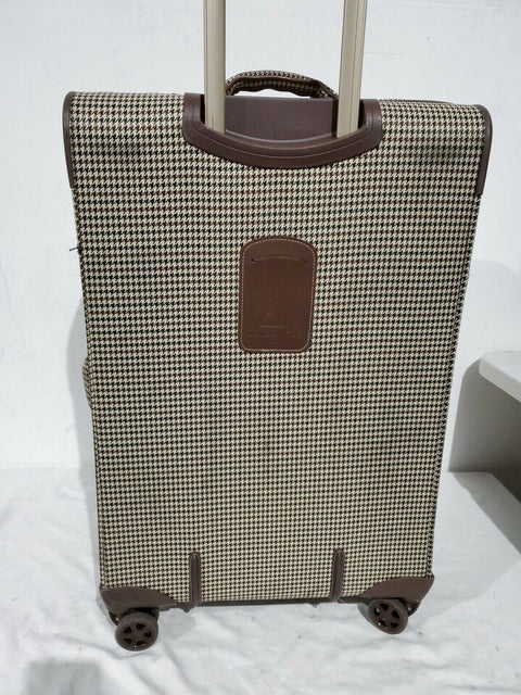 $320 London Fog Oxford II 25" Spinner Expandable Softcase Suitcase Luggage Brown