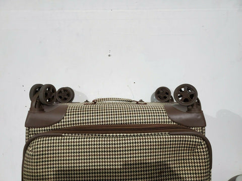 $320 London Fog Oxford II 25" Spinner Expandable Softcase Suitcase Luggage Brown