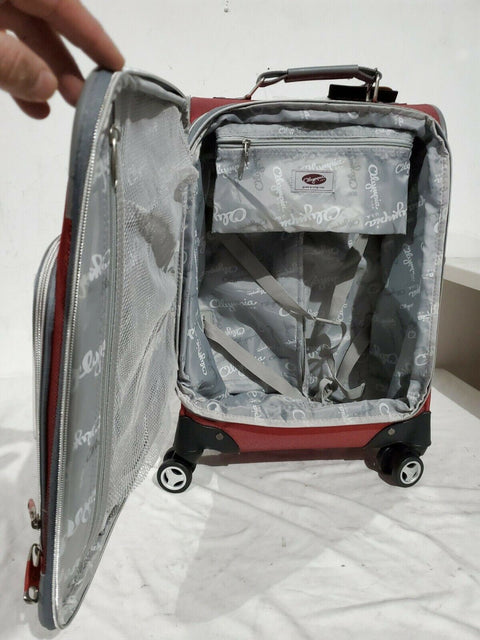 $250 New Olympia USA Tuscany 21" Expandable Carry-On Spinner Luggage Red