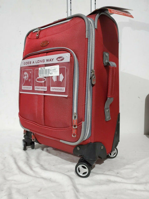 $250 New Olympia USA Tuscany 21" Expandable Carry-On Spinner Luggage Red