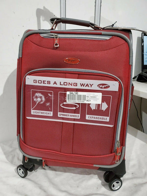 $250 New Olympia USA Tuscany 21" Expandable Carry-On Spinner Luggage Red