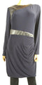 New Ralph Lauren Women's Leather Trim Long-Sleeve Tunic Black Navy Blue Dress 14