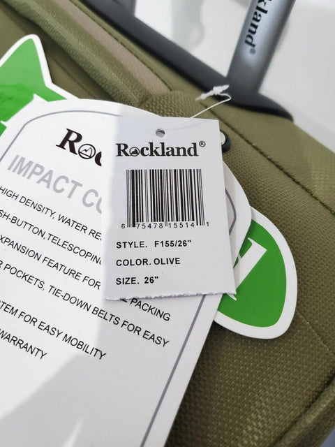 $280 New Rockland Impact 26" Medium Soft Luggage Spinner Wheel Suitcase Olive