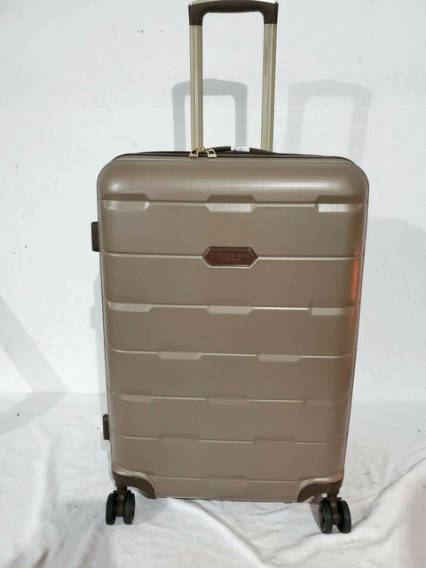 $240 New London Fog Brentwood 24" Hardside Spinner Suitcase Luggage Champagne