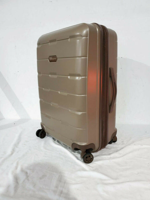 $240 New London Fog Brentwood 24" Hardside Spinner Suitcase Luggage Champagne