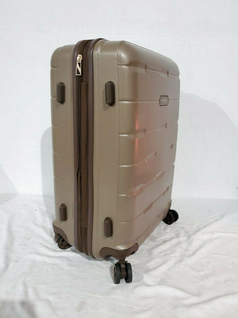 $240 New London Fog Brentwood 24" Hardside Spinner Suitcase Luggage Champagne