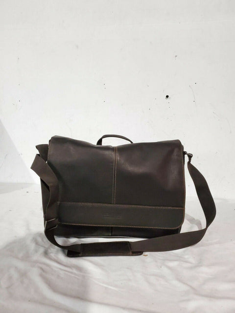$340 KENNETH COLE REACTION FLAP OVER MESSENGER LEATHER LAPTOP BAG BROWN