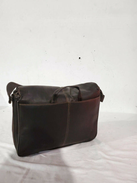 $340 KENNETH COLE REACTION FLAP OVER MESSENGER LEATHER LAPTOP BAG BROWN