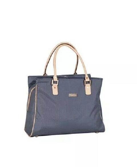 Isaac Mizrahi Ingram DLX Shopper Tote Travel Bag Blue Striped - evorr.com