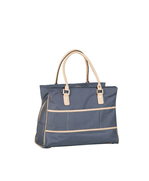 Isaac Mizrahi Ingram DLX Shopper Tote Travel Bag Blue Striped - evorr.com