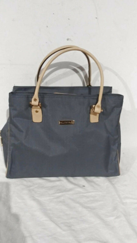 Isaac Mizrahi Ingram DLX Shopper Tote Travel Bag Blue Striped - evorr.com