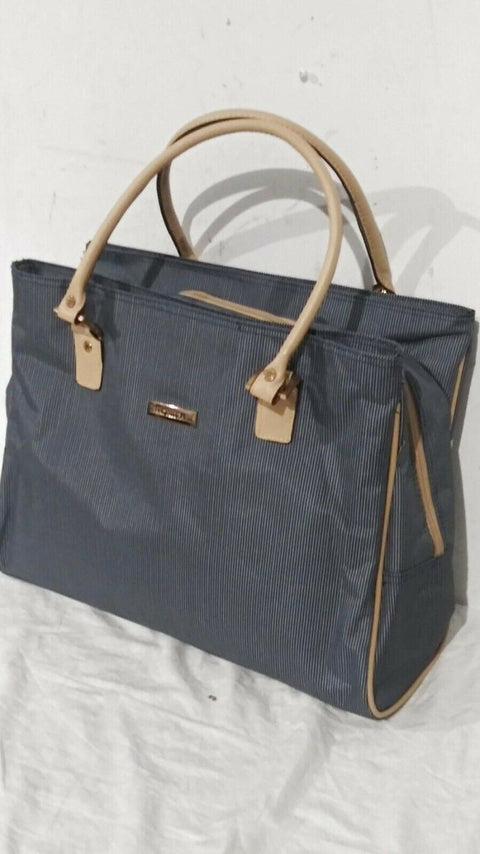 Isaac Mizrahi Ingram DLX Shopper Tote Travel Bag Blue Striped - evorr.com