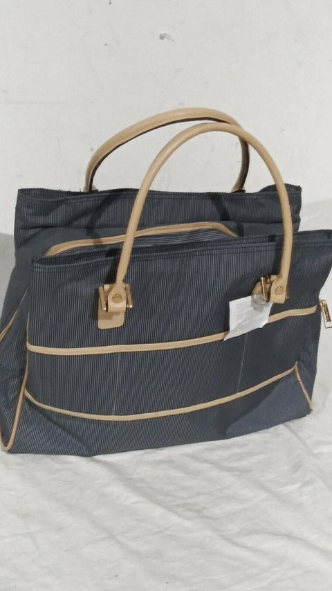 Isaac Mizrahi Ingram DLX Shopper Tote Travel Bag Blue Striped - evorr.com