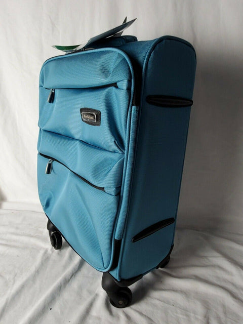 $180 New Rockland Gravity 20" Carry On Luggage Aqua Blue Suitcase Lightweight