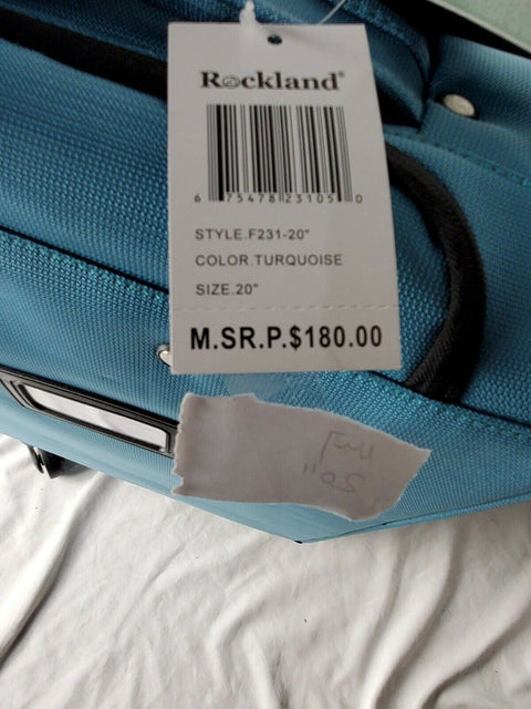$180 New Rockland Gravity 20" Carry On Luggage Aqua Blue Suitcase Lightweight