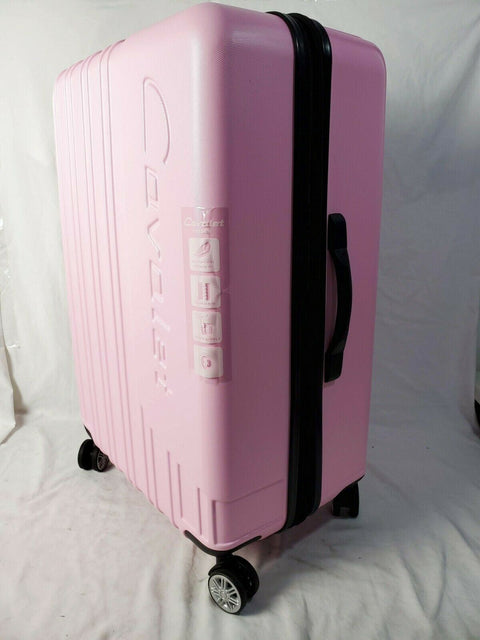 $216 CAVALET ARTIC 24" HARDSIDE SPINNER CHECKED LUGGAGE MEDIUM RED SUITCASE