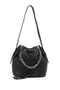 New Steve Madden Women's Marge Chevron Quilted Drawstring Small Bucket Bag Black