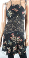 Intimately Free People Women's Black Floral Printed Strap Layered Dress X-Small