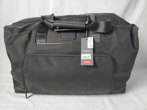 $425 New TUMI Alpha 3 Double Expansion Travel Satchel Bag Large Black Carry oN
