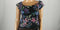 Guess Women's Scoop-Neck Cap-Sleeves Floral Printed Crop Blouse Lace Trim Top M - evorr.com