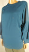 New ALFANI Women's Teal Blue Bell Sleeve Band Neck Blouse Top Size Plus 1X