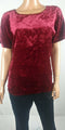 New Lucky Brand Women's Red Scoop Neck Velour Short Sleeve Blouse Top Size M