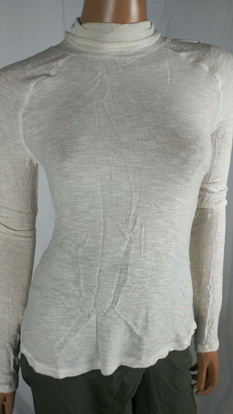 $108 Intimately Free People Women Ivory Long Sleeve High Neck Blouse Top Size S - evorr.com
