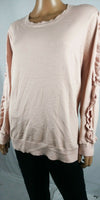 $109 Calvin Klein Women's Pink Ruffled Long Sleeve Pullover Sweater Top Plus 2X - evorr.com