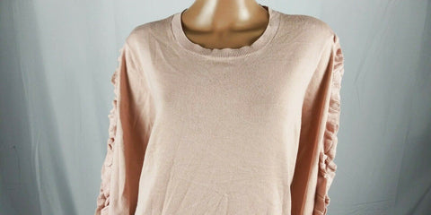 $109 Calvin Klein Women's Pink Ruffled Long Sleeve Pullover Sweater Top Plus 2X - evorr.com