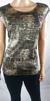 $109 New Calvin Klein Women's Sleeveless Black Gold Textured Blouse Top Plus 0X - evorr.com